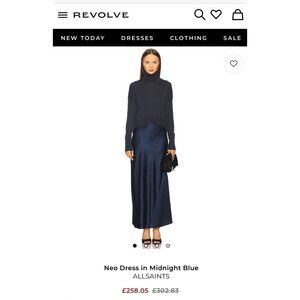 All Saints Neo Dress Sweater 2Pc Set Maxi Satin Wool Sweater Blue Women S $399